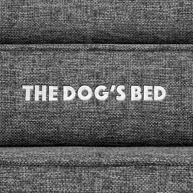 The Dog’s Bed, Large Grey Linen 36x27, Memory Foam, Pain Relief: Arthritis, Hip & Elbow Dysplasia, Post Surgery, Lameness, Supportive, Calming, Waterproof Washable Cover, Veterinary Approved