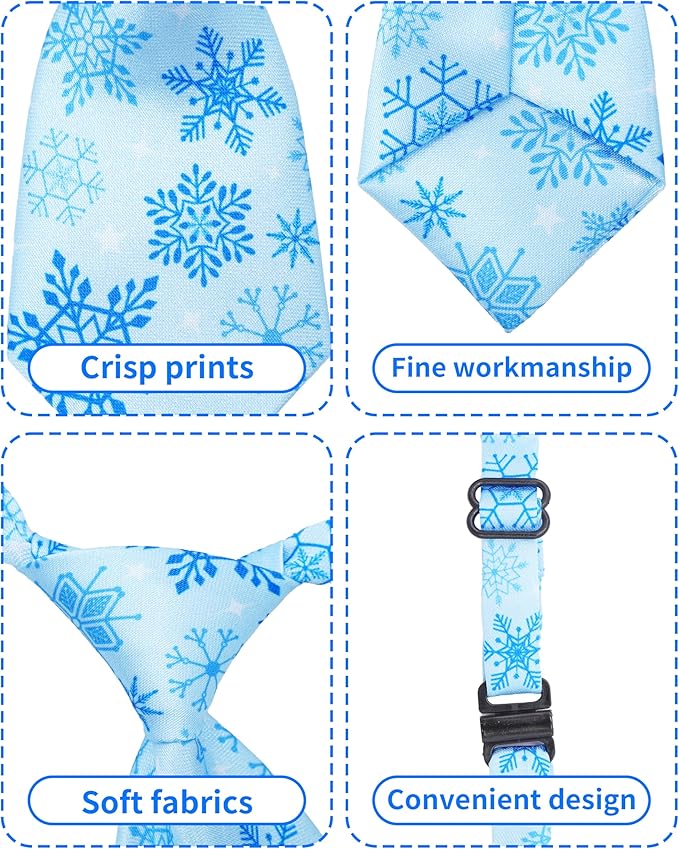PET SHOW 10 Pack Winter Dog Ties Neckties for Large Medium Dogs Adjustable Neck Ties Girl Boy Pets Snowflake Costumes Dog Grooming Accessories Holiday Party Gift Favor