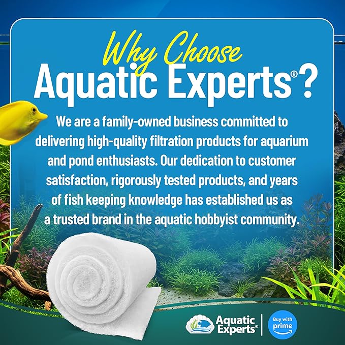 Aquatic Experts Aquarium Filter Floss for Fish Tank Filters - FilterFirst Aquarium Filter Pad - Media Roll for Crystal Clear Water, 3/4" - 1" Thick (12 Inch Wide, 24 Feet Long)