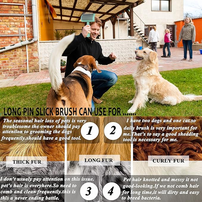 Super Dense Soft Brush for Thick and Long Fur - Doodle Grooming Brush for Fluff, Shedding, Tangles on Goldendoodles - 25mm (1")