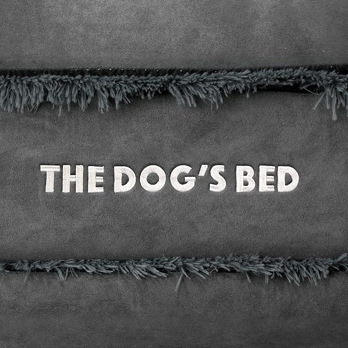 The Dog’s Bed, XXL Grey Fur Memory Foam, Pain Relief: Arthritis, Hip & Elbow Dysplasia, Post Surgery, Lameness, Supportive, Calming, Waterproof, Washable Cover, Veterinary Approved
