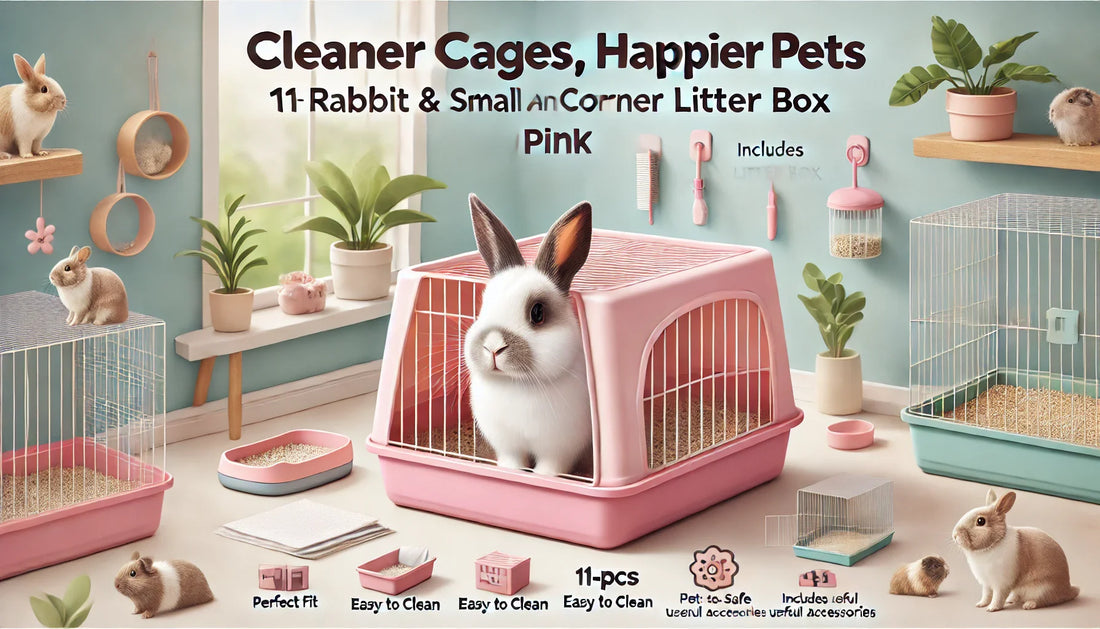 Cleaner Cages, Happier Pets: 11-Pcs Rabbit & Small Animal Corner Litter Box (Pink)