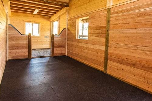 American Floor Tiles - Heavy Duty Stall Tiles - Stable/Horse Tiles - Thick, Durable Rubber Flooring Solid Black 14' x 20' Set 1/2" Thick (70 Tiles Total)
