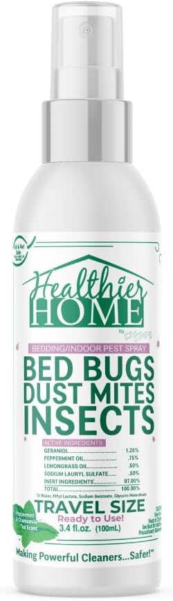 CHOMP! Bed Bug Spray, 3 Pack, Travel Size, Natural, Plant Based Bed Bug Killer, Insect & Pest Control for Home and Hotels for Ants, Bed Bugs, Spiders, Dust Mites, Flys, Peppermint Scent, 3.4 Fl Oz