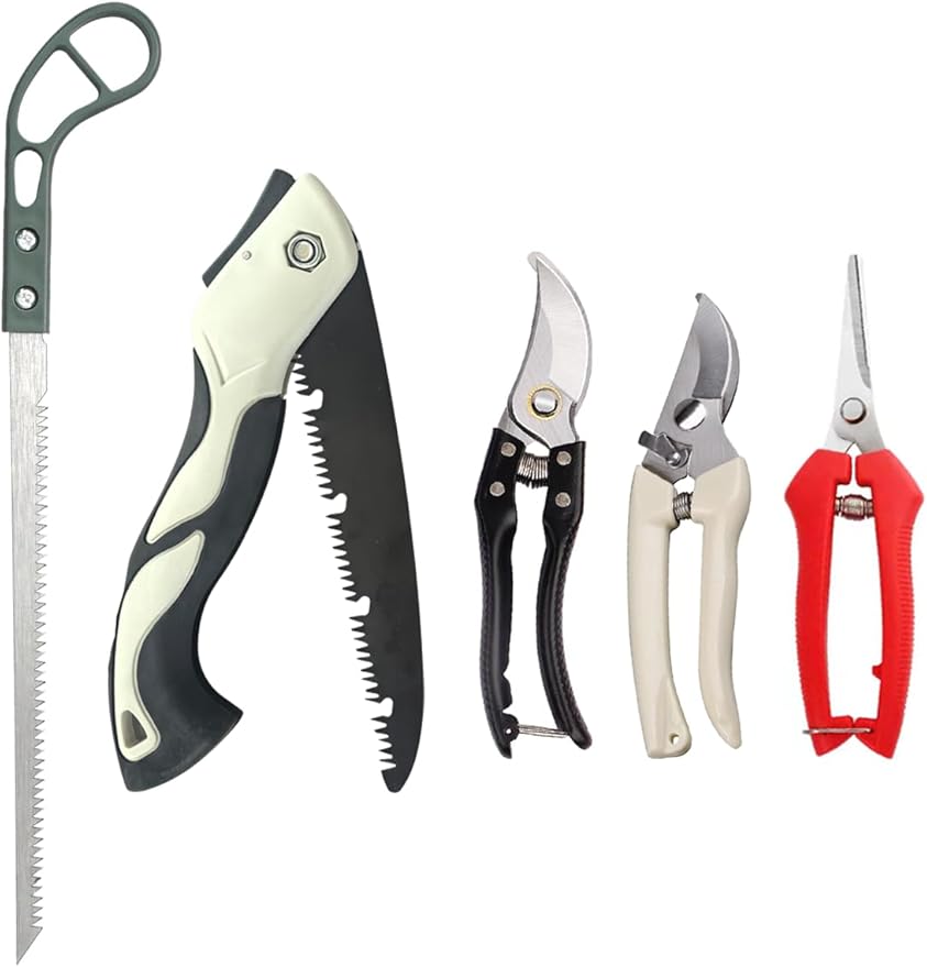 5 Piece Gardening Scissors Folding Saw Pruner Set with Pruner Saw Hand Garden Clippers Set