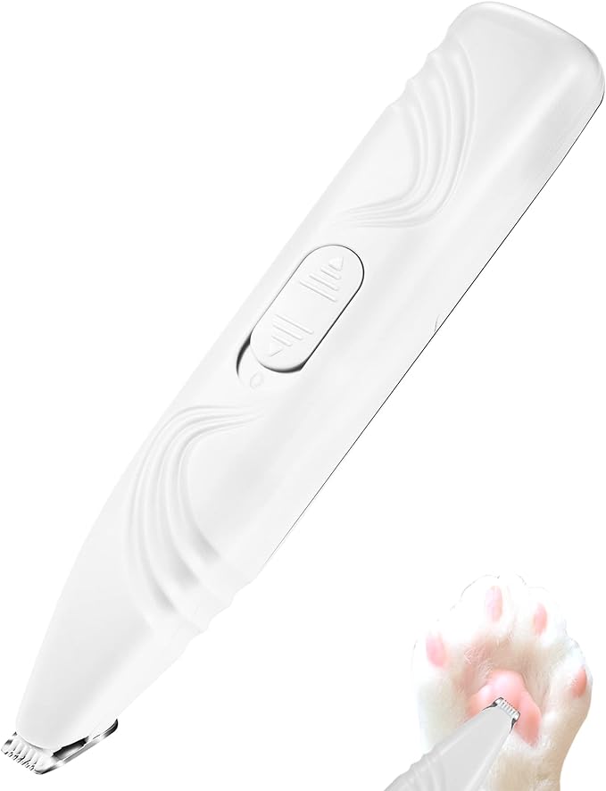 LEYOUFU Dog Paw Trimmer for Grooming, Cordless Electric Small Pet Grooming Clippers Hair Trimmer for Dogs Cats, Low Noise for Trimming Pet's Hair Around Paws, Eyes, Ears, Face, Rump (White)