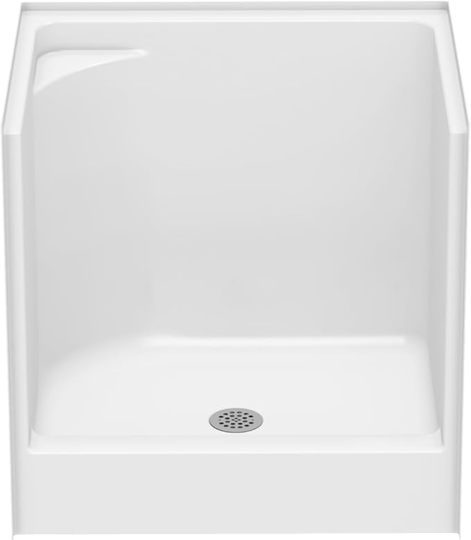 Laurel Mountain Odie 36" x 27" x 36" AcrylX Alcove Center Drain One-Piece Pet Shower in White with Hand-Held Sprayer in Matte Black