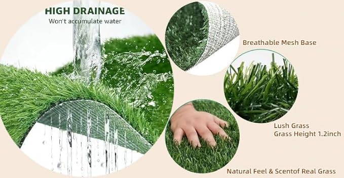 Dog Grass Pad with Tray, 34"x22" Silicone Base Washable Reusable Pee Pad & Grass Pad - Non-Slip, Easy-Clean Indoor Outdoor Dog Potty Toilet (34" x 22")