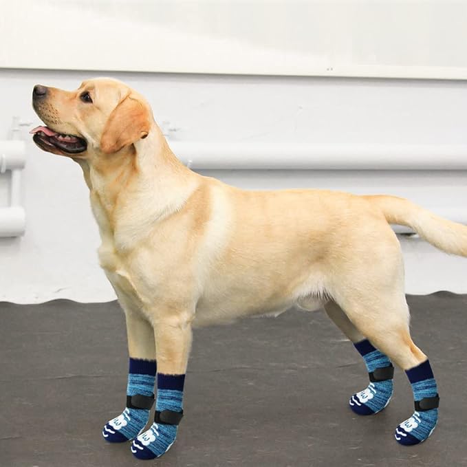 BEAUTYZOO Anti Slip Dog Socks for Small Medium Large Dogs,Paw Protector with Grips for Hardwood Floor Hot/Cold Pavement,Traction Control 3 Pairs AntiTwist Dog Shoes to Prevent Licking for Senior Dog