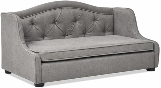 Pemberly Row 35" Tufted Wingback Pet Sofa Bed Medium Uptown Gray