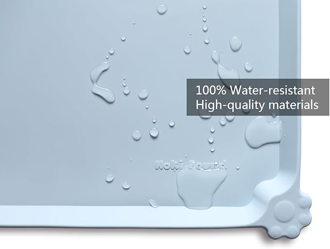 Hoki Found L Silicone Non Slip Pet Dog Cat Bowl Mats - Placemat - Feeding Mat - Waterproof - For Carpet - Frost