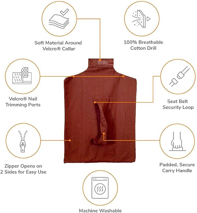 Cozy Comfort Carrier - Small Caramel Pet Carrier for Cat and Cat Restraint for Medication Administration, Nail Clipping, Travel, Vet Visits, and Dental Care