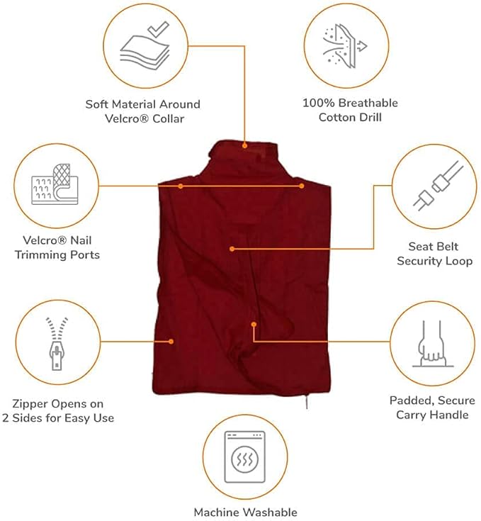 Cozy Comfort Carrier - X-Small Soft Red Cat Carrier and Cat Restraint Bag for Nail Trimming, Vet Visits, Medication Administration, Dental Care, and Travel