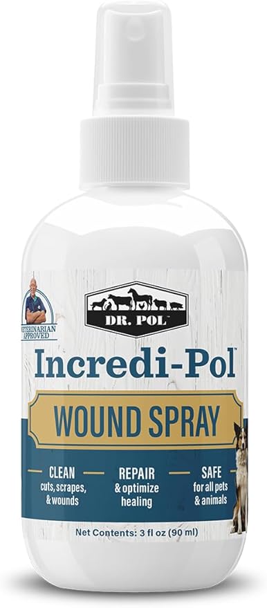Dr. Pol Incredi-Pol Wound Spray for Dogs, Cats, Horses, and All Animals - Dog Wound Care to Clean Cuts, Scrapes, Hot Spots, and More - Repair Skin and Promote Healing - 3 Fluid Ounces