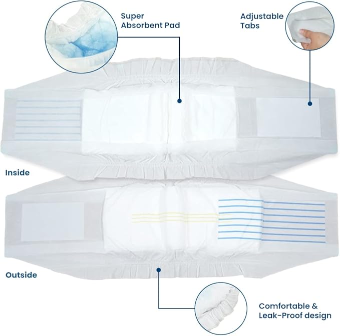 BV Dog Wraps Male X-Small (Waist 9-14 in) Super Absorbent - 400 Count Disposable - Doggie Diapers with Wetness Indicator- Adjustable Male Dog Wraps - Ideal for Incontinence/Training