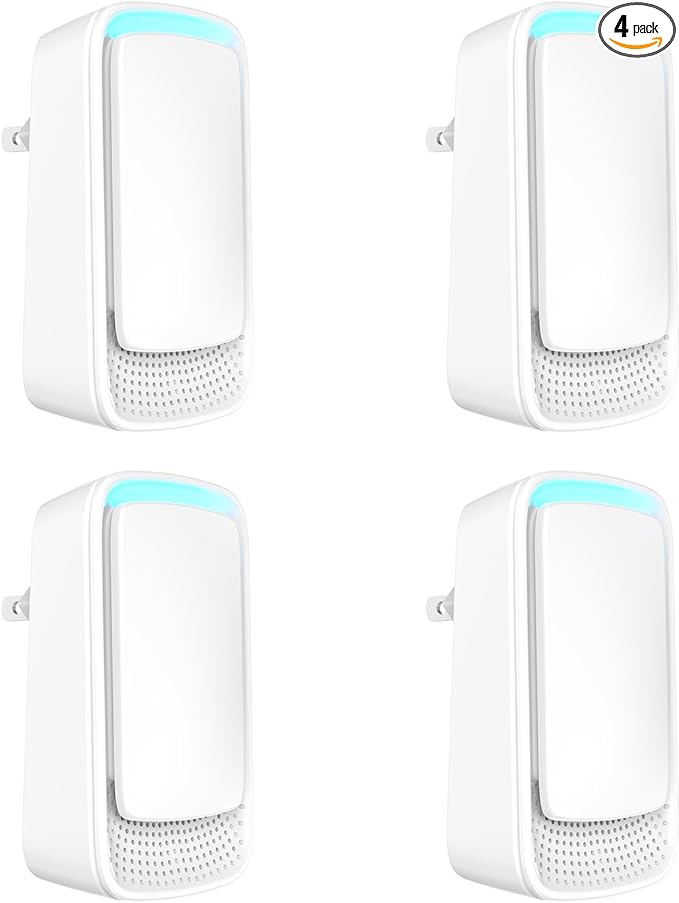 Plug In Air Ionizers - Negative Ion Technology Air Purifier - Quiet Operation Air Freshener for Home, Bedroom, Office, Garage Room - Portable Air Purifiers Odor,Pets Smell - Air Cleaner White (4 Pack）