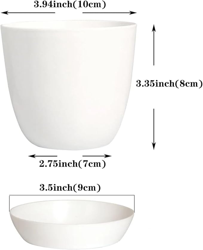 50 Pack 4 Inch Plant Pots Bulk Small Plastic Planters Pots with Drainage Holes Flower Pot for Succulent, Cactus, Herb, African Violet (50pcs-White, 4Inches)