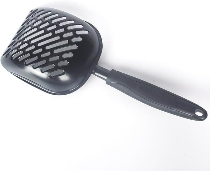 Metal Cat Litter Scoop with a Deep Shovel Design | Solid Aluminum & Non-Stick Coating | Durable Rubber Coated Handle for Easy Scooping | Perfect Size Sifting Slots for Any Type of Kitty Litter