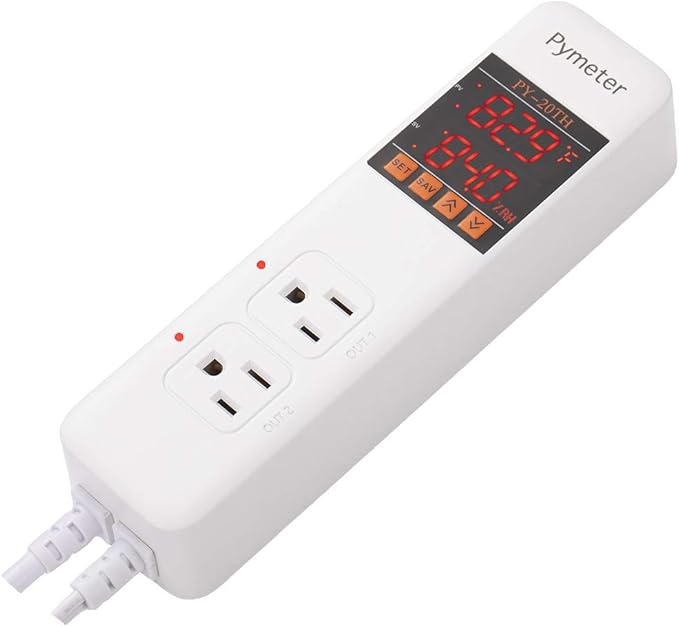 Temperature and Humidity Controller Reptile Mushroom Greenhouse Thermostat Pre Wired Dual Controlled Outlets Heater Fridge Humidifier Dehumidifier