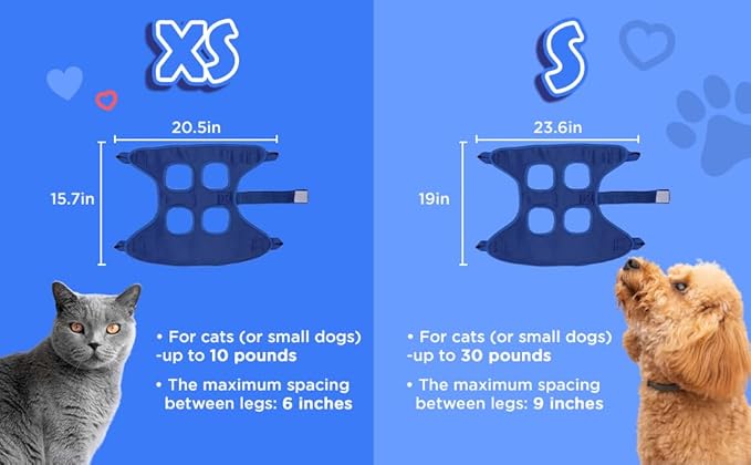 Pet Grooming Hammock for Cats & Small Dogs – Nail Clipping Kit with Sling, Clippers, File, Glove, Straps & Carabiners – Ideal for Trimming & Ear Cleaning – [S/XS] (Black, Extra-Small)