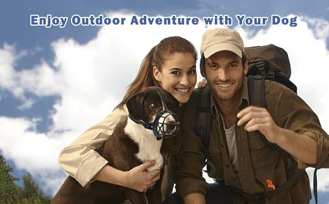 Dog Muzzle Breathable Basket Muzzles for Large and X-Large Dogs, Stop Biting, Barking and Chewing, Best for Aggressive Dogs Black Brown (Black Rubber, L)