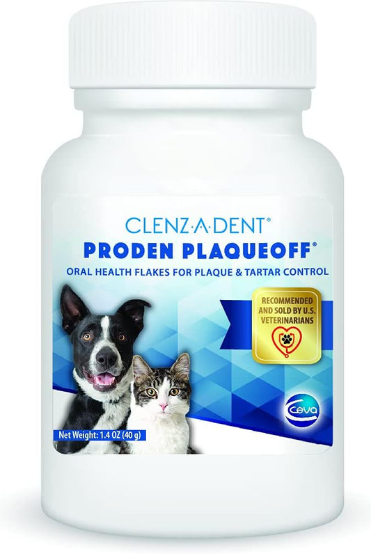 Ceva Clenz-a-dent ProDen PlaqueOff - Oral Health Flakes For Dogs & Cats, Cleans Teeth & Freshens Breath