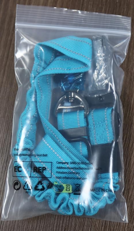 AUBELL Dog Seat Belt for Car,Updated 3-in-1 Adjustable Reflective Bungee Heavy Duty Dog Car Harness Tether with Clip Hook Latch & Buckle,Swivel Zinc Alloy Carabiner,Blue