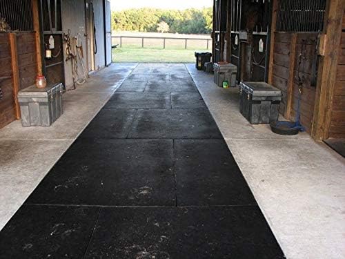 American Floor Mats - Heavy Duty Stall Tiles - Stable/Horse Tiles - Thick, Durable Rubber Flooring Solid Black 12' x 16' Set 3/8" Thick (48 Tiles Total)