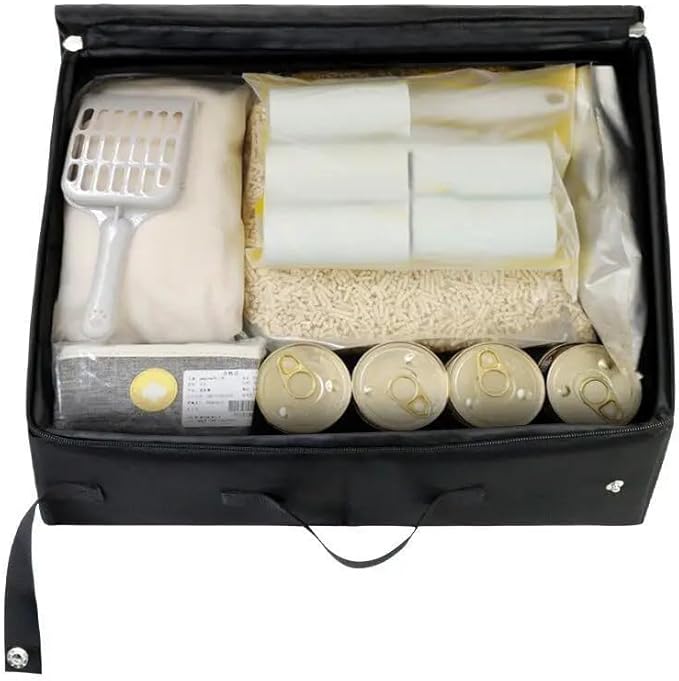 Portable Cat Travel Litter Box with Zipped Lid, Foldable Travel Litter Box, No Leakage, No Smell, Waterproof, Easy to Carry, Easy to Use in Hotels, Car