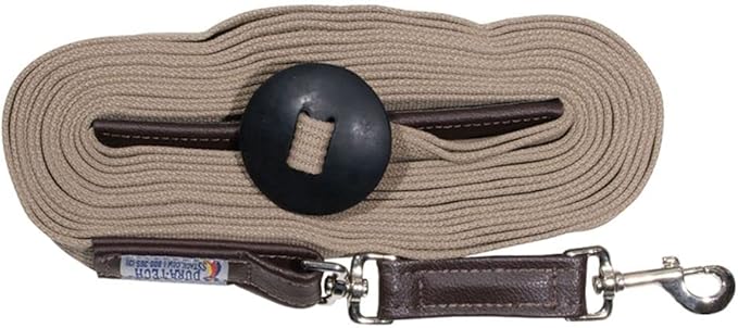 Dura-Tech German Web Cord Lunge Line for Horses | Soft Grip Ribbed Webbing | Lightweight & Durable | Nickel-Plated Snap or Chain Options | Lunch Line with Swivel End and Snap