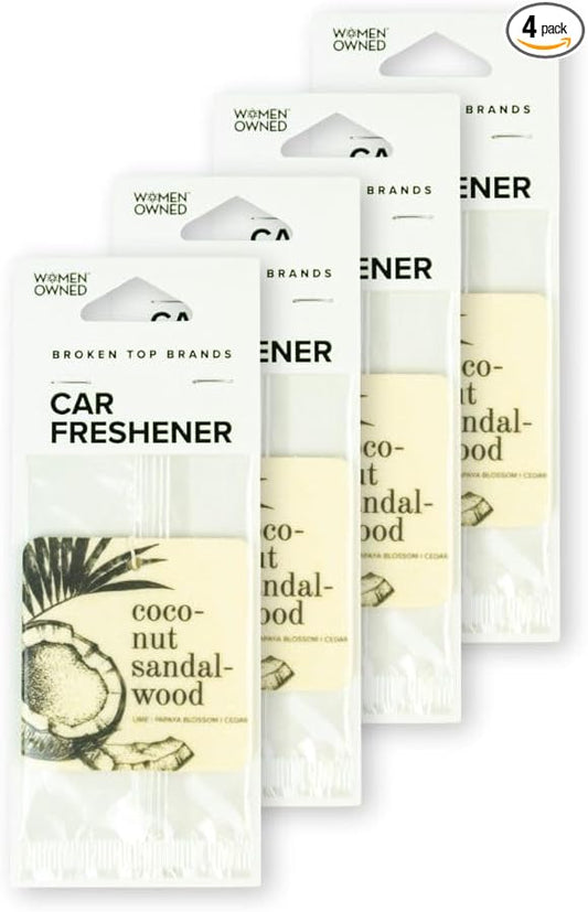 Coconut Sandalwood Car Air Freshener - 4 Pack