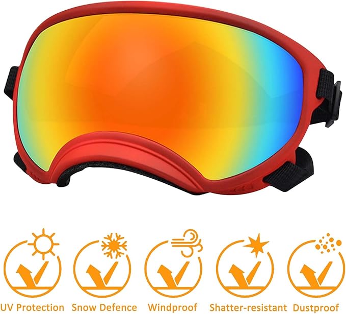 Medium Dog Sunglasses with Adjustable Strap UV Protection, Winproof Dog Puppy Sunglasses, Suitable for Medium Dog Pet Glasses, Dogs Eyes Protection,Soft Dog Goggles