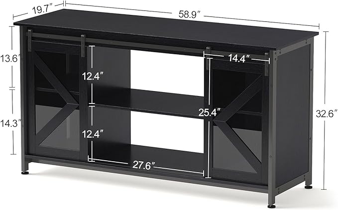 55-75 Gallon Aquarium Stand Heavy Duty Steel Frame, Fish Tank Cabinet with Accessories Storage for Reptile Terrarium & Turtle Tank - 1000lbs Capacity (Black)