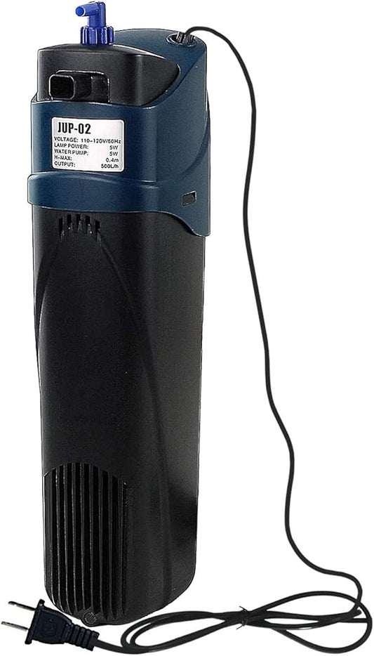 COOSPIDER Fish Tank Filter Sun JUP-02 Aquarium Green Clean Submersible Machine 132gph for 10-40 Gallon Small Fish Tank Internal Submersible Pump for Turtle Tank, Air Supply & Oxygen Enhancement