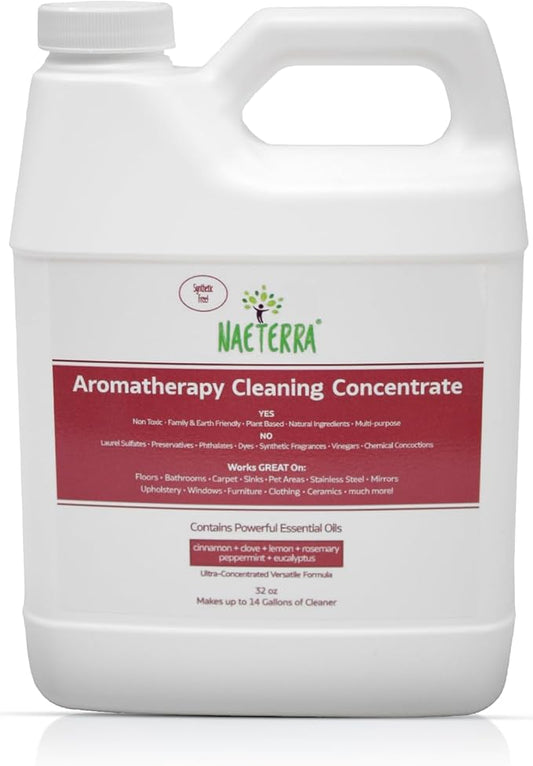 Naeterra Aromatherapy Cleaning Concentrate, 32 oz Natural Multi-Surface Cleaner, Plant-Based and Biodegradable, Makes 12 Gallons, Cleaning Essential Oil Formula, Safe for Families and Pets