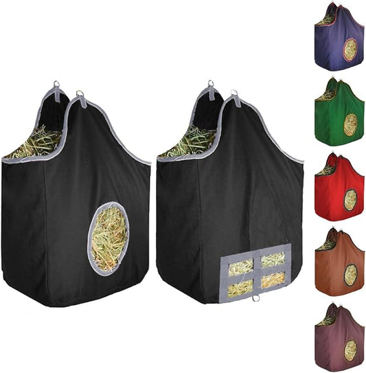 Derby Originals Large 24 OZ Canvas Horse Hay Bag 2 Sided Combo Design X Wide Gusset and 6 Month Warranty