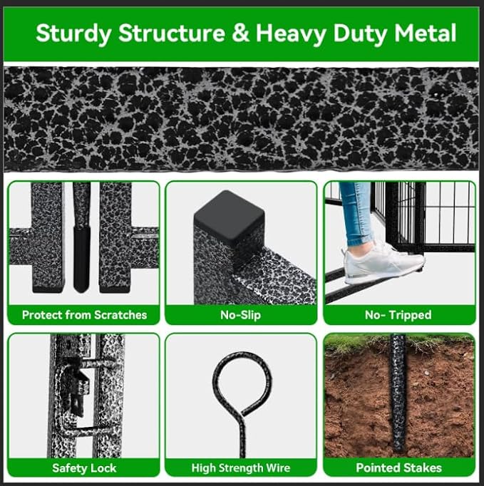 Dog Playpen Outdoor Extra Wide 32 Panels Heavy Duty Dog Fence 40" Height Anti-Rust with Doors Portable for RV Camping Yard, Total 84FT, 561 Sq.ft, Snowy Black