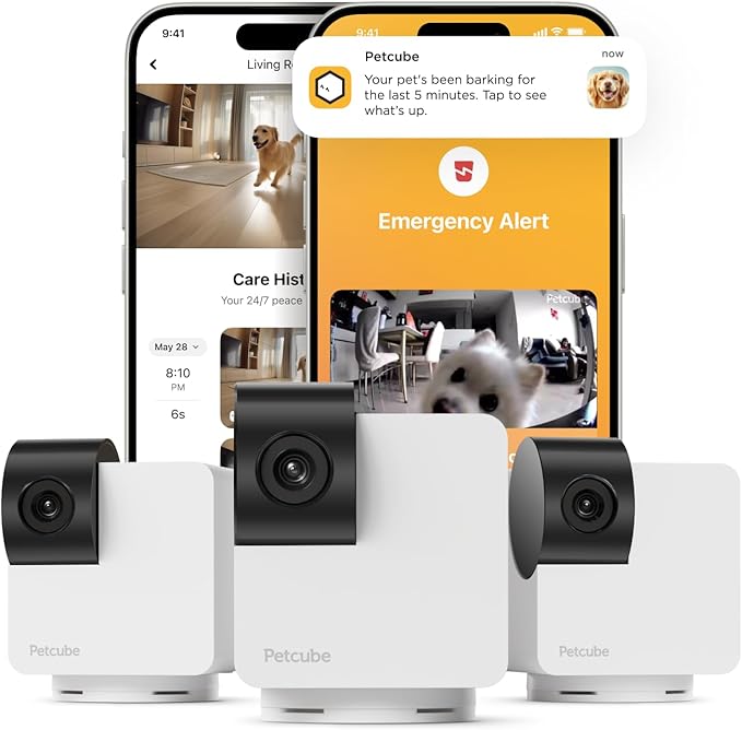 Petcube Cam 360 The Pack of 3 Camera | Ultimate Interactive WiFi Pet and Home Security Pan-Tilt Camera with Phone App, 1080p HD Video, 360° Rotation, Night Vision, Smart Alerts for Home Surveillance