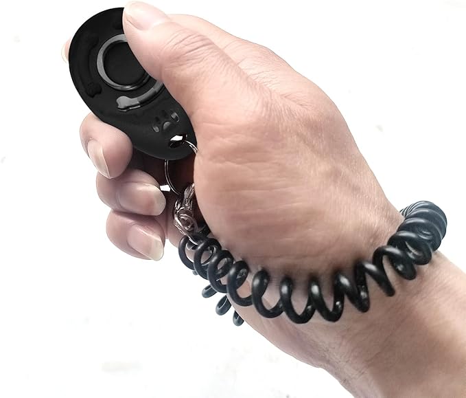 Dog Training Clicker with Wrist Strap Durable Lightweight Easy to Use,Pet Training Clicker for Cats Puppy Birds Horses,Perfect for Behavioral Training 3-Pack (Black,White and Water Lake Blue) (3)