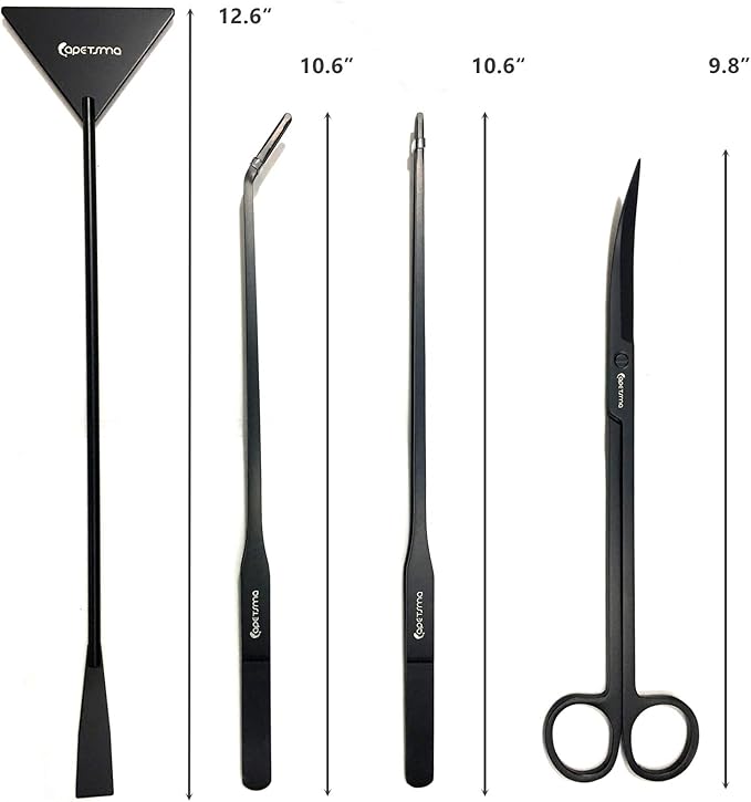 Aquarium Tweezers, Capetsma Stainless Steel Aquarium Plant Tools Long Aquascaping Tools Scissors Spatula Aquatic Plants Tool Set for Freshwater and Saltwater