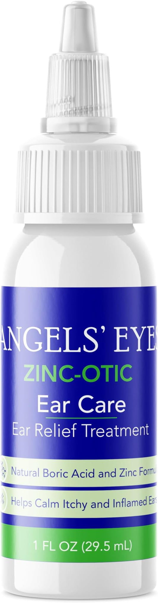 ANGELS’ EYES Zinc-Otic Ear Relief Treatment for Dogs and Cats Soothe Ear Infections Calm Itchy Inflamed Ears Natural BA and Zinc Formula 1 Ounce