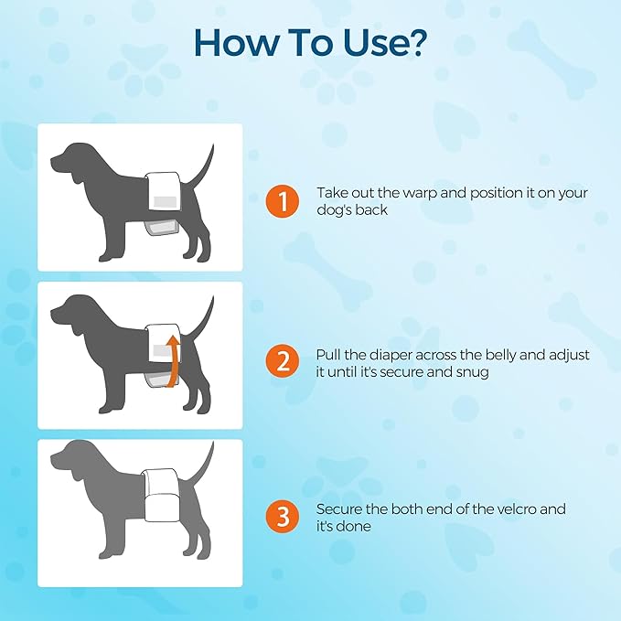 Male Dog Wrap, Disposable Dog Diapers, 40 Count, S (Waist 16.5”-19.7”), Wetness Indicator, Ultra Protection, Leak Proof, Super Absorbent, Soft