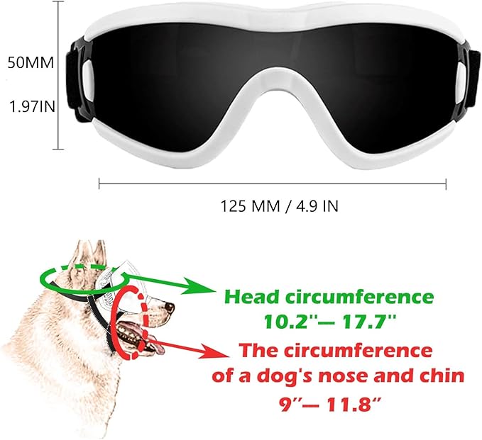 Medium Dog Sunglasses with Adjustable Strap UV Protection, Winproof Puppy Sunglasses, Suitable for Dogs Eyes Protection，Soft Dog Goggles
