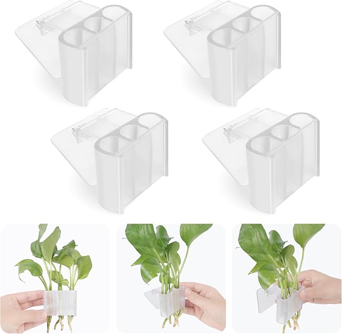 3 Holes Upgraded Aquatic Plant Cup Aquarium Plant Holder for Tank,Hanging Aquarium Plant Holder,Aquarium Aquatic Plant Cultivation,Aquarium Plant Decoration. (White 4PCS)
