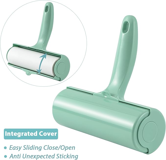 Large Lint Roller with Refills for Pet Hair Removal Extra Sticky 6.3 inch Wide Surface Lint Roller with Cover for Clothes Couch Furniture (Total 5 Sticky Rolls)