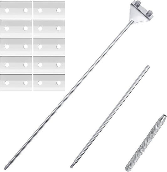 Aquarium Fish Tank Tools Kit Stainless Steel Algae Cleaning Scraper Razor Cleaner with 10 Pcs Blades (26 Inch)