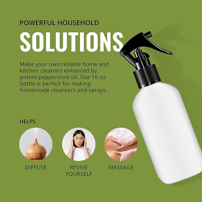 Peppermint Essential Oil, 16 oz Bottle for Diffusers, House Cleaning, Candles, 1 Pack, Aromatherapy Oil