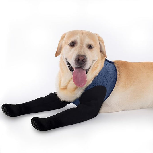 COODEO Dog Socks to Prevent Licking Paws, Dog Healing Boots & Paw Protectors with Non-Slip Bottoms to Protect Wounds, Waterproof Sleeve Dog Shoes for Licking (Blue, XL)