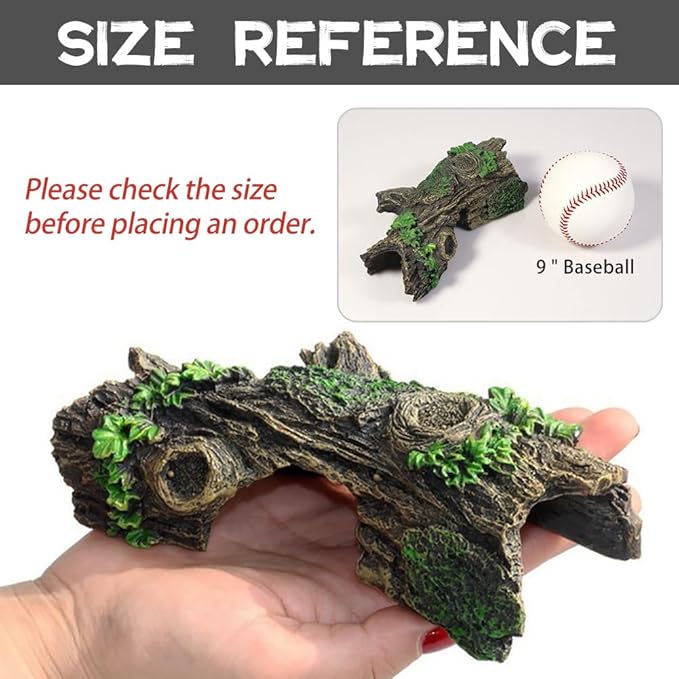 Fish Tank Decorations - Large Aquarium Decorations Air Bubbler Tree Fish House for Betta Hideout Caves Buddha Decor Temple Ruins Arched Betta Fish Accessories Reptile House Shelter Decor (Wood B-S)