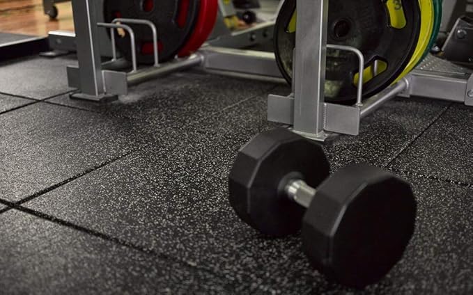 American Floor Mats - Extreme Rubber Gym Tiles - 1 Inch Thick Colorful Rubber Gym Tiles - Superior Shock and Sound Absorbing Tiles - 35% Red/Grey/White 25 Tile Pack (Covers 100 Sq Ft)